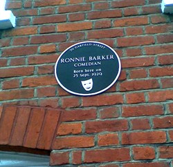 Ronnie Barker plaque on the wall