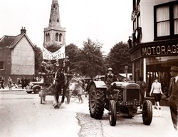 Bedfordshire Women's Land Army driving through Bedford Town Centre in 1940